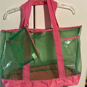 Pink and Green Transparent Tote Bag